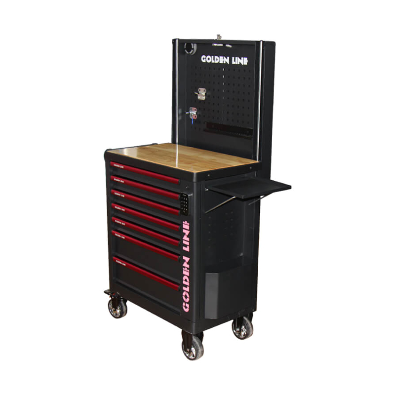Carro de herramientas para gabinete de herramientas con cerradura digital GL3307-SS con bandeja lateral y altavoz Bluetooth