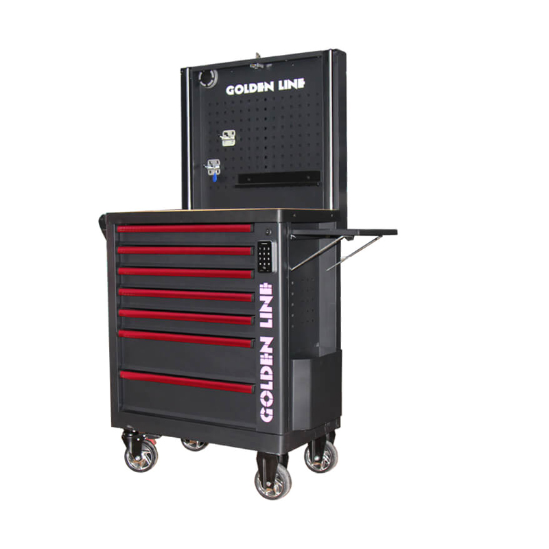 Carro de herramientas para gabinete de herramientas con cerradura digital GL3307-SS con bandeja lateral y altavoz Bluetooth