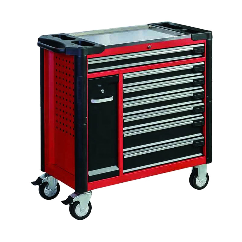 GL3407L-D Gabinete con ruedas profesional con tapa de trabajo de acero inoxidable y placa colgante extraíble