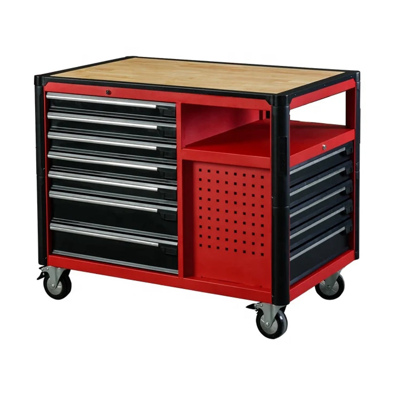GL3412XXL Gabinete de almacenamiento de herramientas para garaje, multifuncional, extragrande, resistente, con 12 cajones, tapa de roble