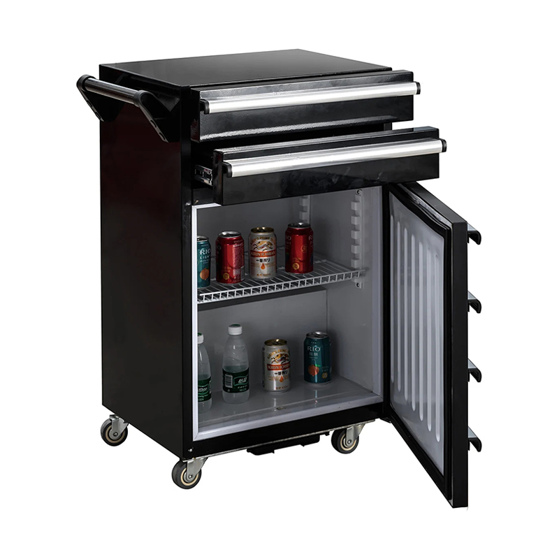 GL408 Gabinete de herramientas de metal con 2 cajones y mini refrigerador