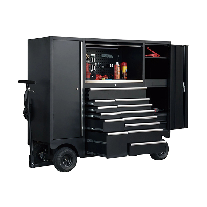 GLMrsBig Pit Cart Caja de herramientas y gabinete de metal con carro rodante para estación de trabajo de taller