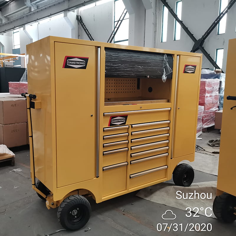 GLMrsBig Pit Cart Caja de herramientas y gabinete de metal con carro rodante para estación de trabajo de taller
