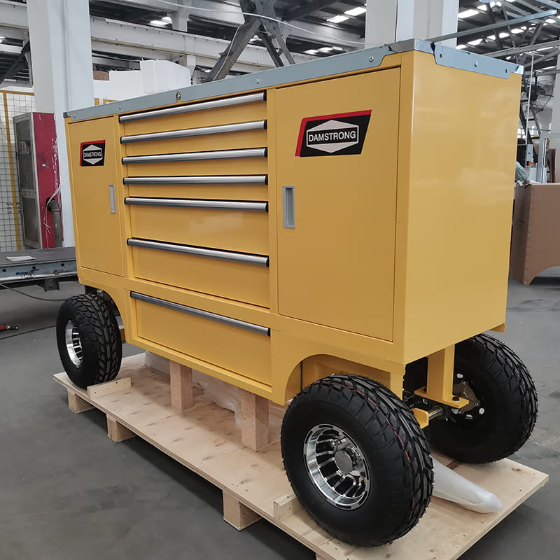GLMrsBig Pit Cart Caja de herramientas y gabinete de metal con carro rodante para estación de trabajo de taller