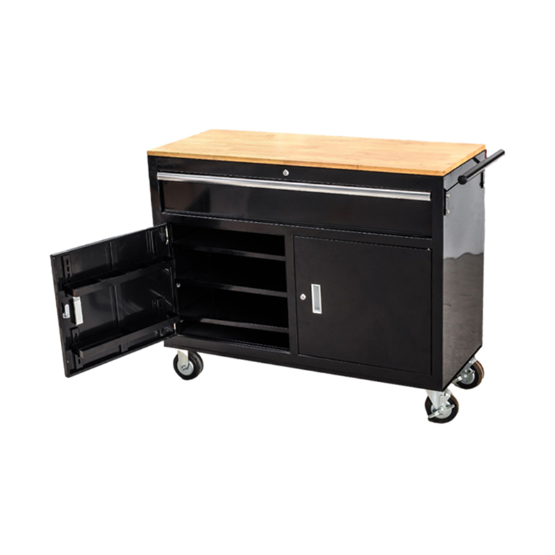 GL4009-D Banco de trabajo con puertas dobles Carro para herramientas Superficie de trabajo de madera