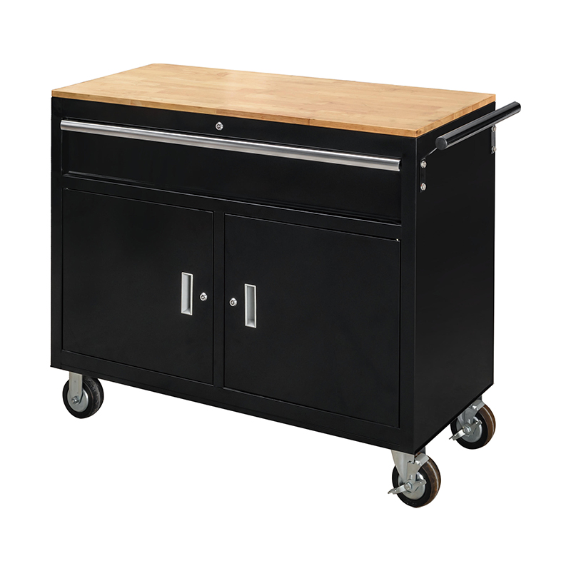 GL4009-D Banco de trabajo con puertas dobles Carro para herramientas Superficie de trabajo de madera