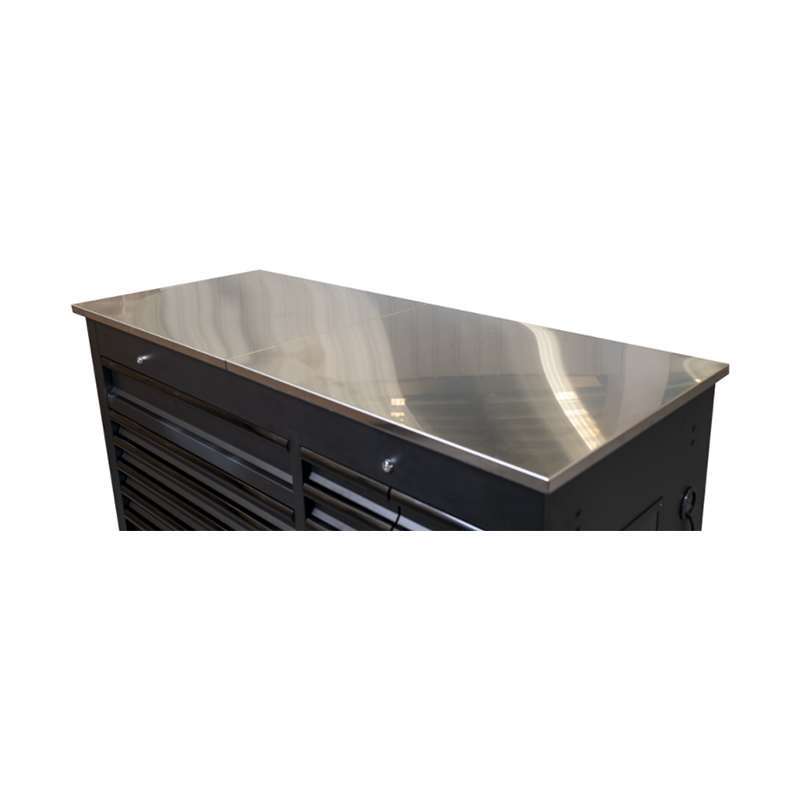 Banco de trabajo inoxidable con carro multifuncional negro para garaje GL4015 con 15 cajones