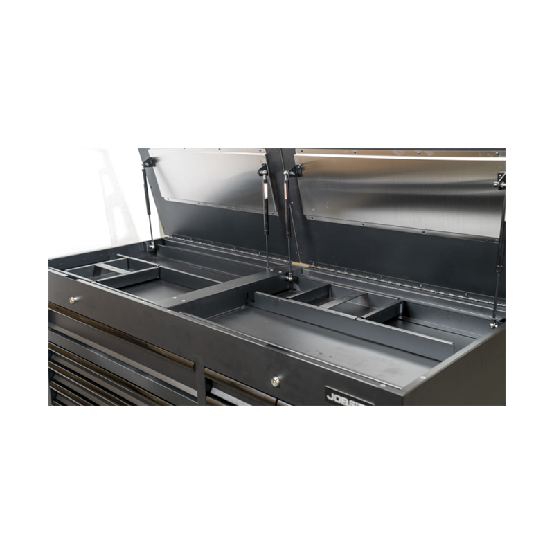 Banco de trabajo inoxidable con carro multifuncional negro para garaje GL4015 con 15 cajones