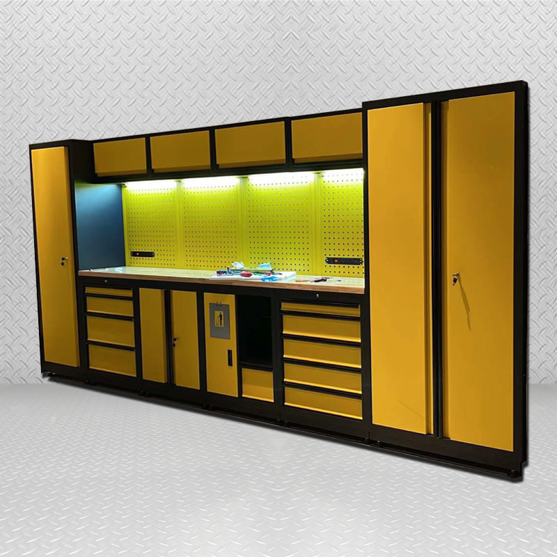 GLG6000X, gabinete de herramientas de almacenamiento de garaje de acero multifuncional combinado personalizado, muebles de laboratorio, banco de trabajo de madera inoxidable
