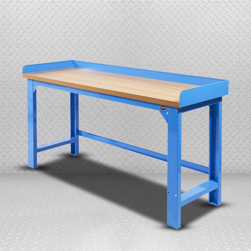 Banco de trabajo de acero resistente GL203+GL204 Bule con banco de trabajo superior de madera