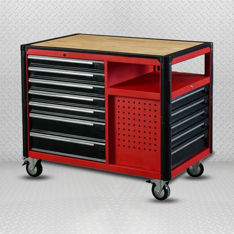 GL3412XXL Gabinete de almacenamiento de herramientas para garaje, multifuncional, extragrande, resistente, con 12 cajones, tapa de roble